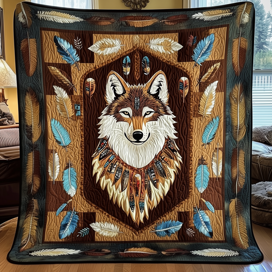 Native Wolf Quilted Blanket GFTOTP2361