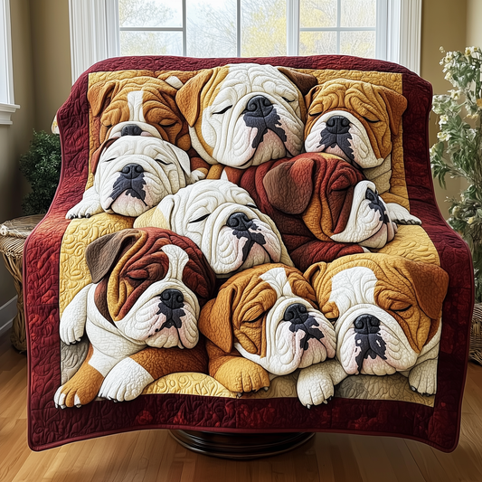 Adorable Sleepy Bulldogs Quilted Blanket GFTOTP2365