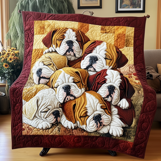 Adorable Sleepy Bulldogs Quilted Blanket GFTOTP2366