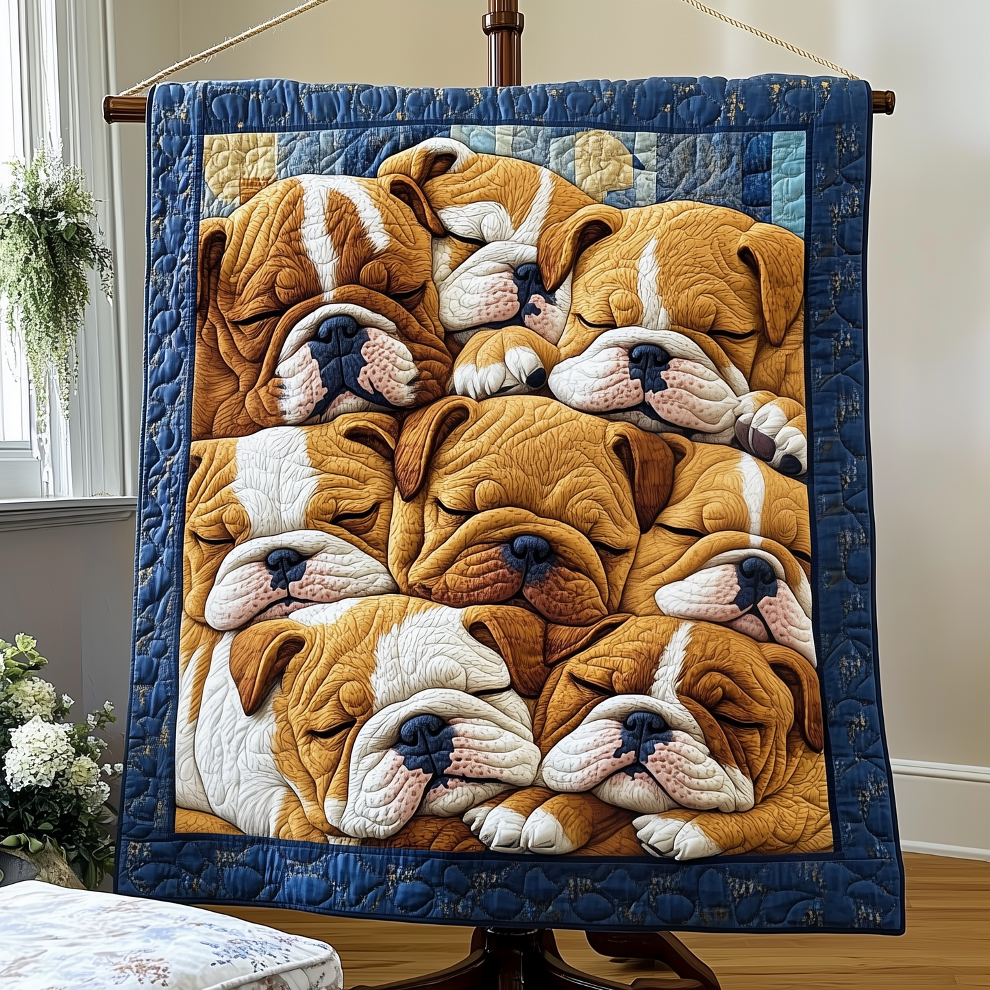 Adorable Sleepy Bulldogs Quilted Blanket GFTOTP2367