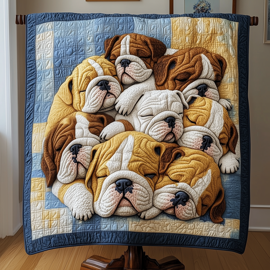 Adorable Sleepy Bulldogs Quilted Blanket GFTOTP2368