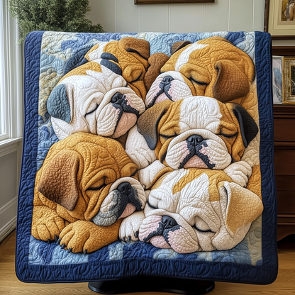 Adorable Sleepy Bulldogs Quilted Blanket GFTOTP2369