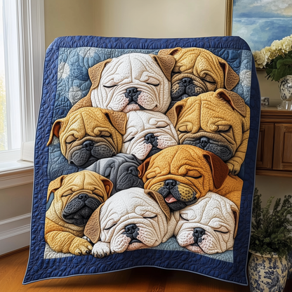 Adorable Sleepy Bulldogs Quilted Blanket GFTOTP2370