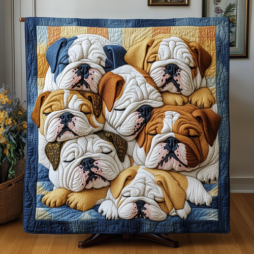 Adorable Sleepy Bulldogs Quilted Blanket GFTOTP2371