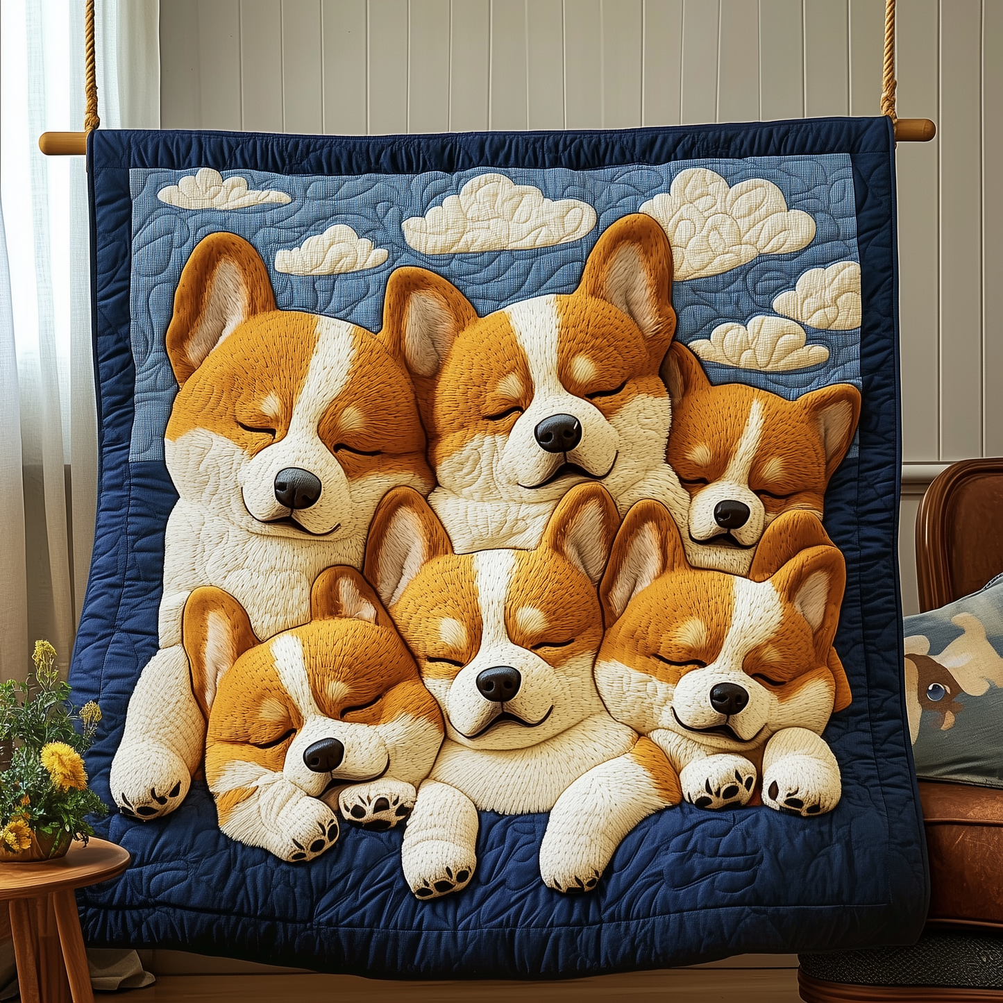 Sleeping Corgi Quilted Blanket GFTOTP2384