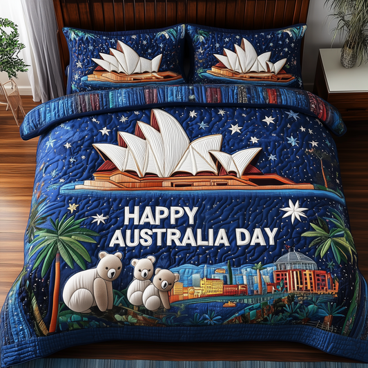 Happy Australia Day 3-Piece Quilted Bedding Set GFTOTP2683