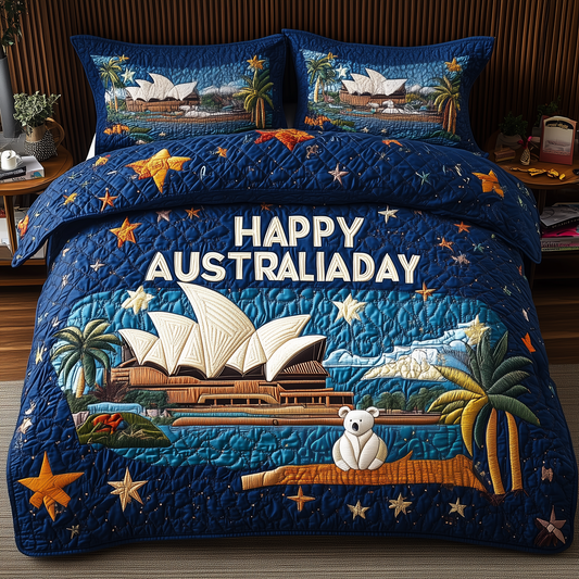 Happy Australia Day 3-Piece Quilted Bedding Set GFTOTP2684