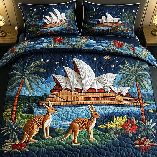 Happy Australia Day 3-Piece Quilted Bedding Set GFTOTP2686