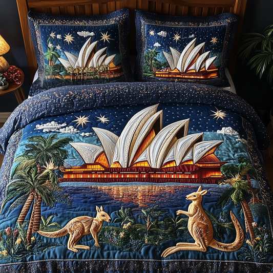 Happy Australia Day 3-Piece Quilted Bedding Set GFTOTP2687