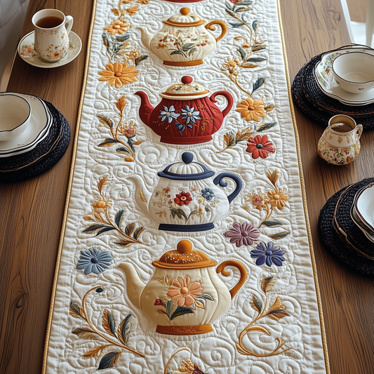 Festive Teapot Quilted Table Runner GFTOTP422