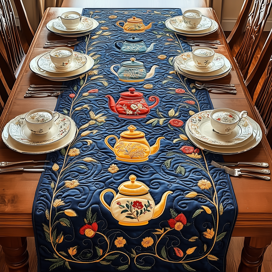 Festive Teapot Quilted Table Runner GFTOTP428