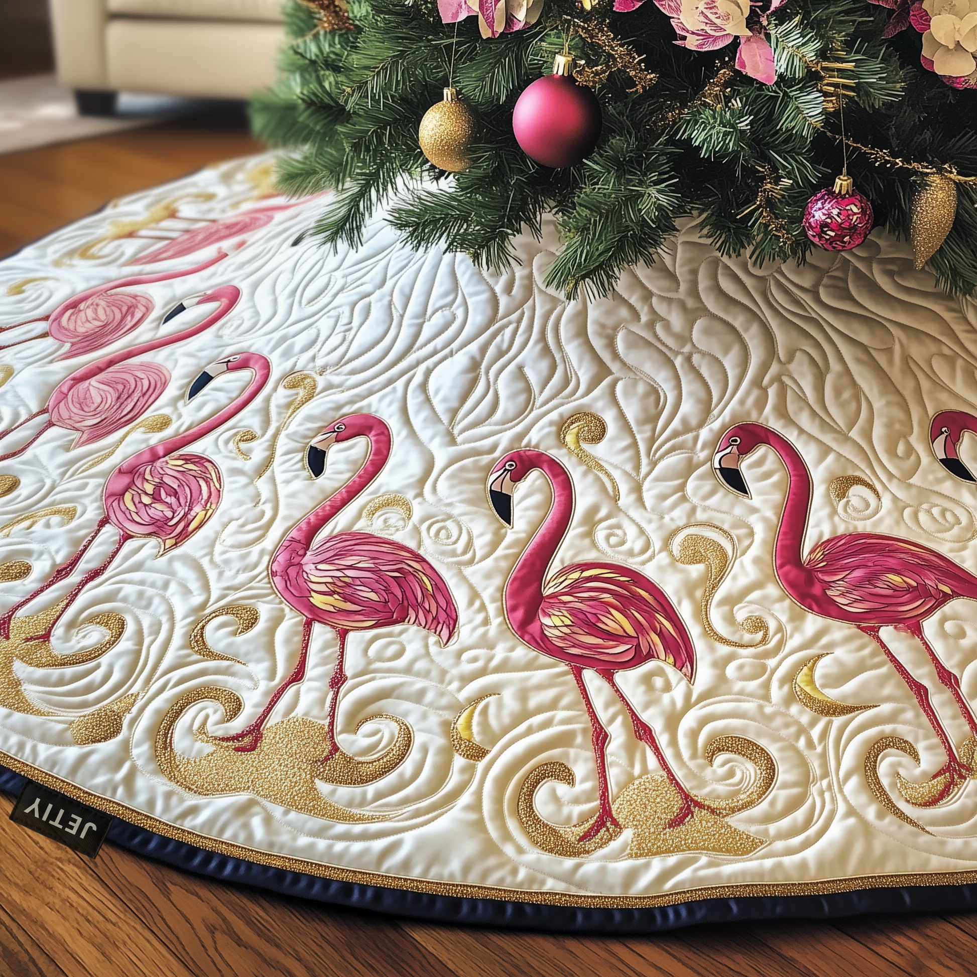 Festive Flamingo Quilted Tree Skirt GFTOTP564 Quiltify Store